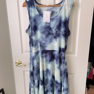 LuLaRoe Nikki tank dress blue tie dye